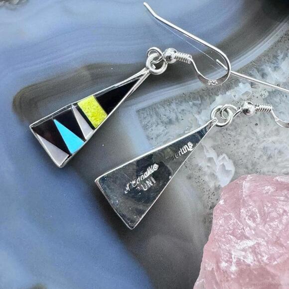 Starllie & Sheryl Edaakie Sterling Multistone Inlay Dangle Earrings For Women #8 - Picture 6 of 10